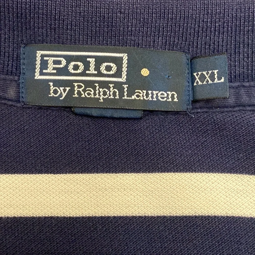 Polo by Ralph Lauren Navy Blue White Striped XXL Coastal Americana Preppy Shirt
